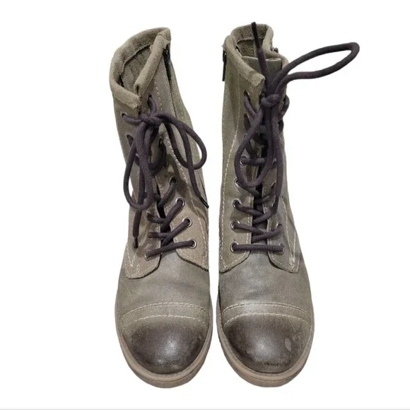 ROAN by Bed Stu Affair Leather Combat Boots US 6.5 Distressed Beige Ankle Bootie